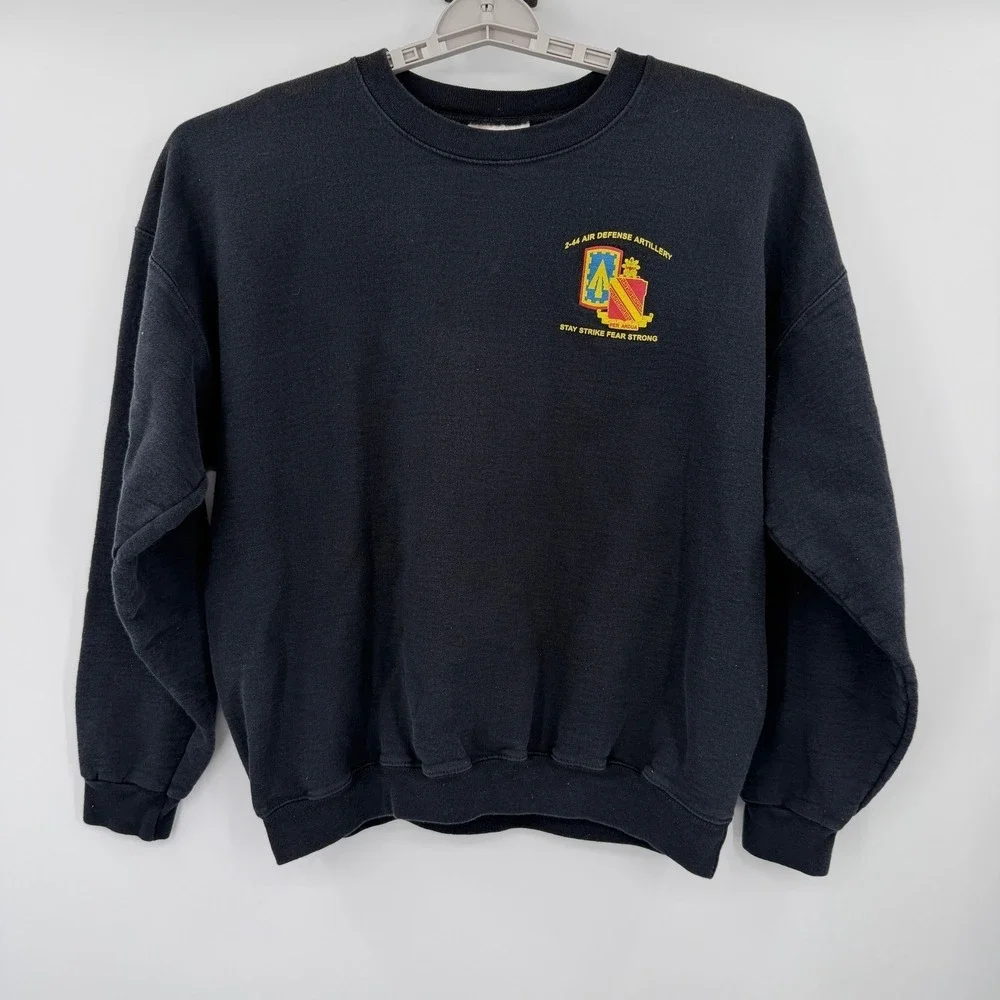 Vintage Hanes 2-44 Air Defense Artillery Sweatshirt Mens Large Black